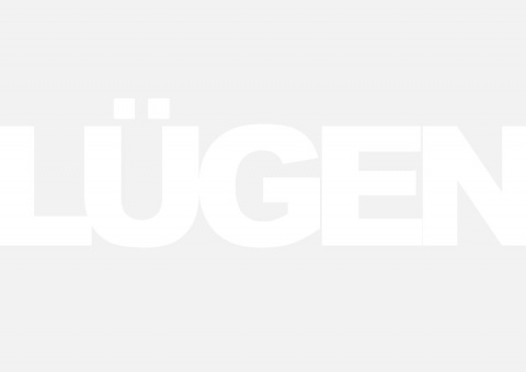 das Wort LÜGEN in weißérschrift auf Offweiß